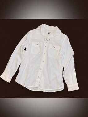 NWT American Eagle Oversized Linen Blend Button Up Shirt White XS
